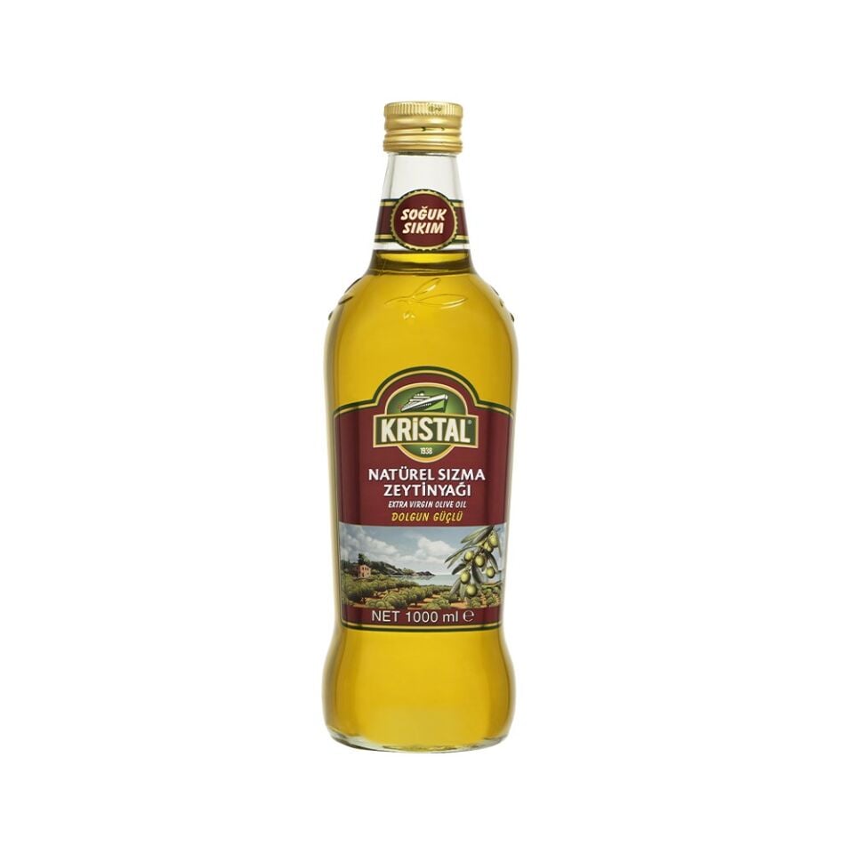 Kristal Naturel Sızma Zeytinyağı 1 L (cam) Dolgun Güçlü Lezzet