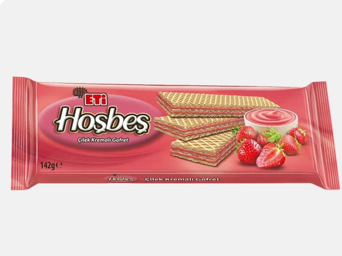 Eti Hoşbeş Çilek Kremalı Gofret 142 g