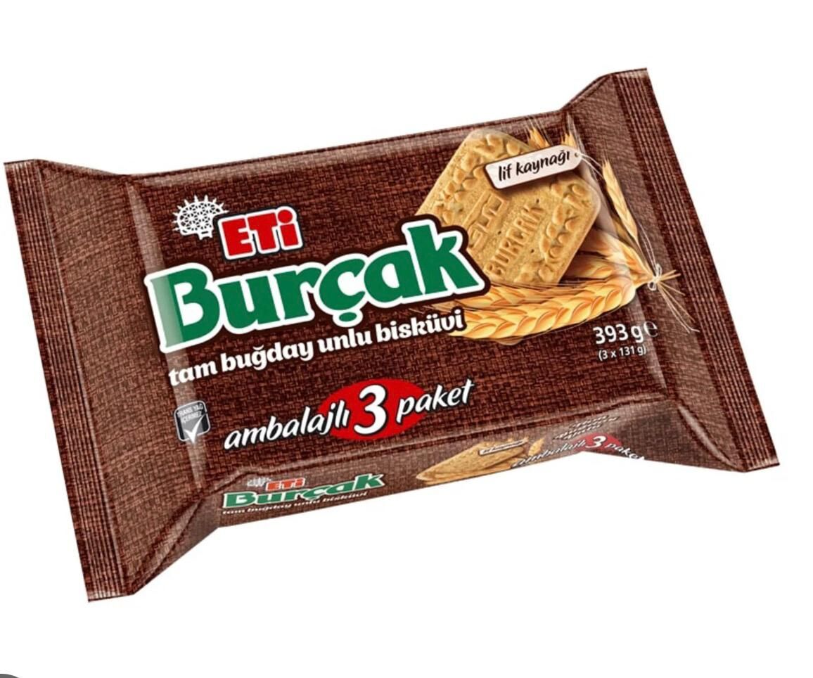 Eti Burçak Tam Buğday Unlu Bisküvi 3 x 131 G