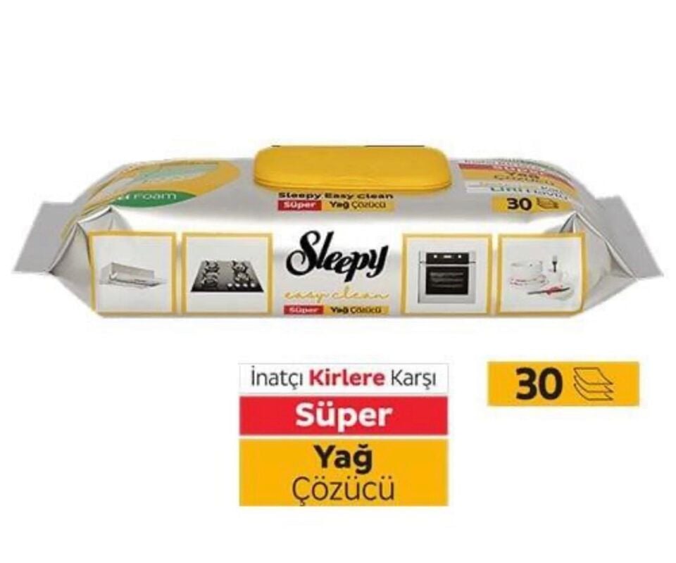 Sleepy Yüzey Temizlik Mendili Yağ Çözücü 30 Adet