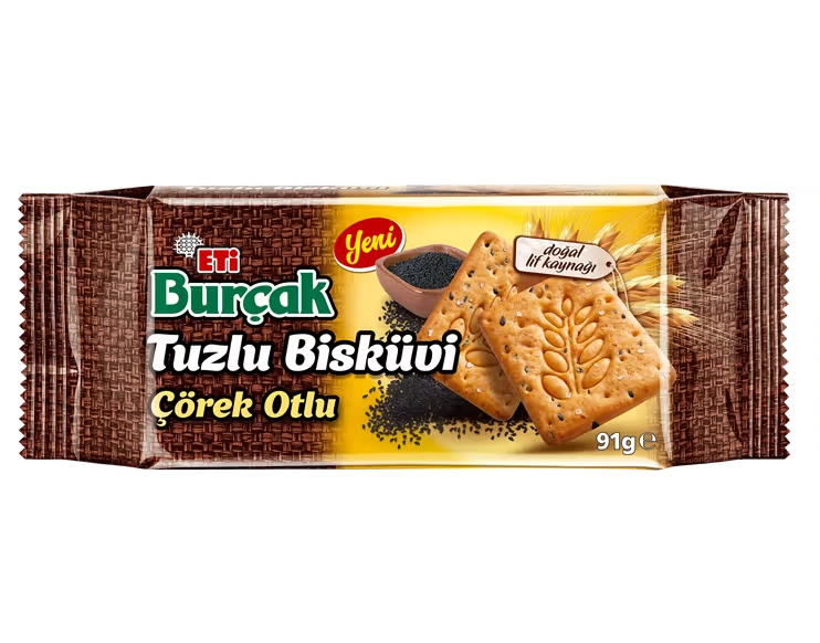 Eti Burçak Tuzlu Çörekotlu Bisküvi 91 g