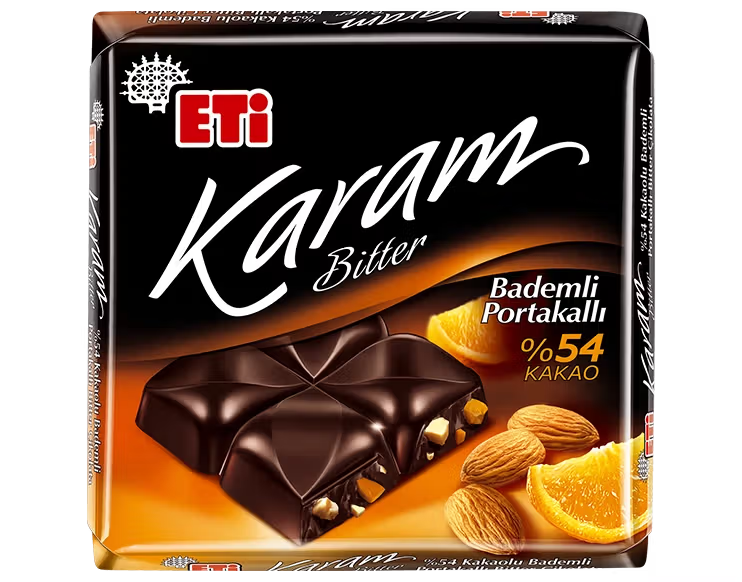 Eti Karam %54 Portakallı Bademli Bitter Çikolata 60 g