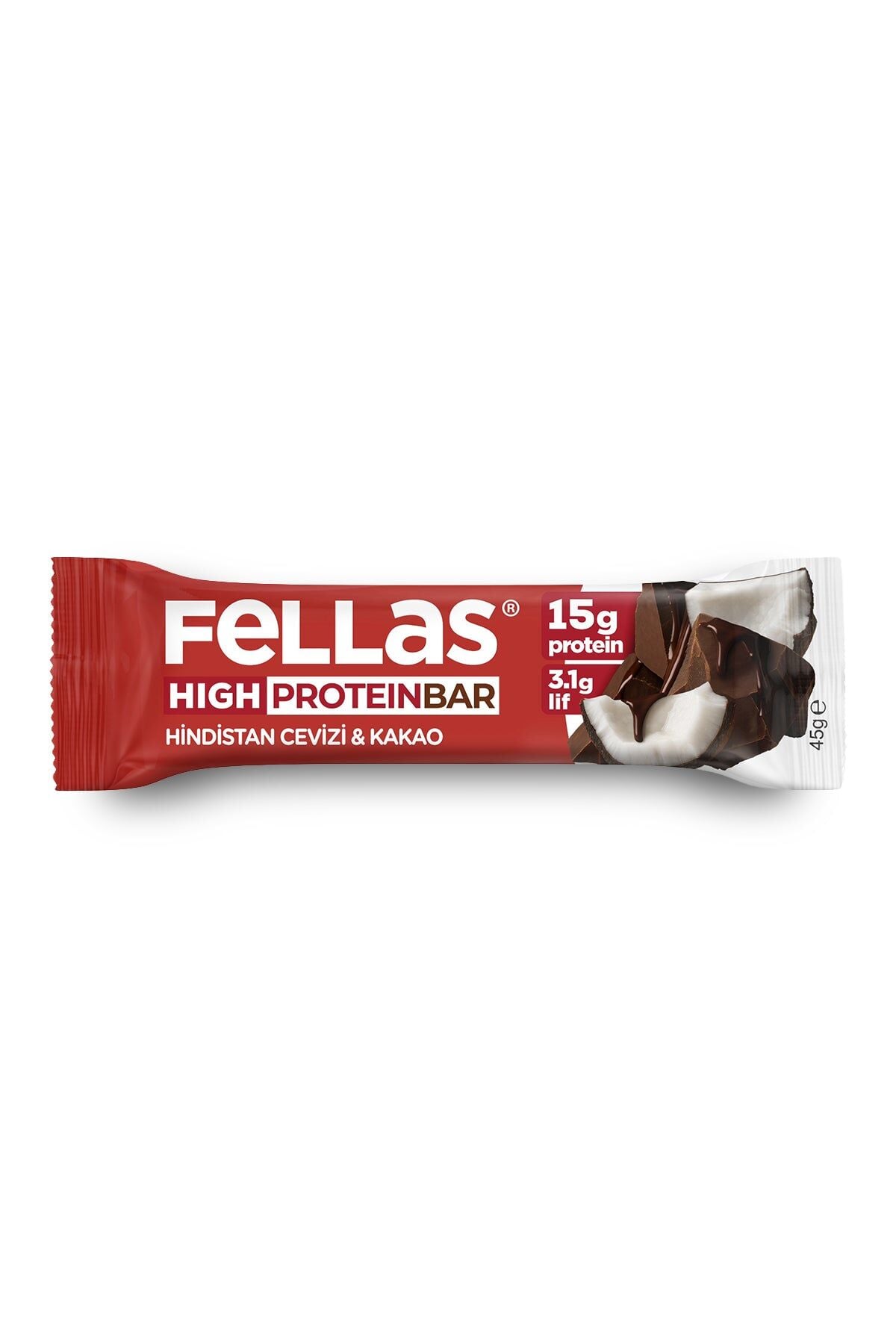 Fellas Yüksek Protein Bar Hindistan Cevizi ve Kakaolu 45 gr