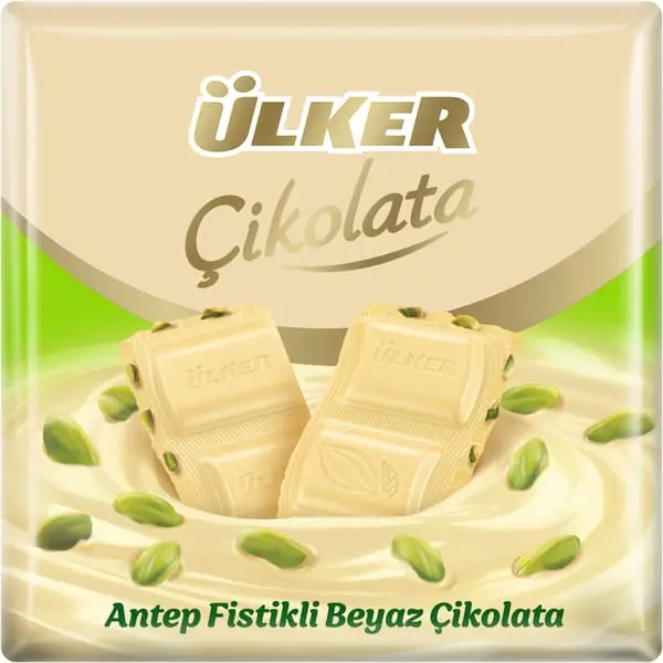 Ülker Beyaz Fıstıklı Kare Çikolata 65 gr
