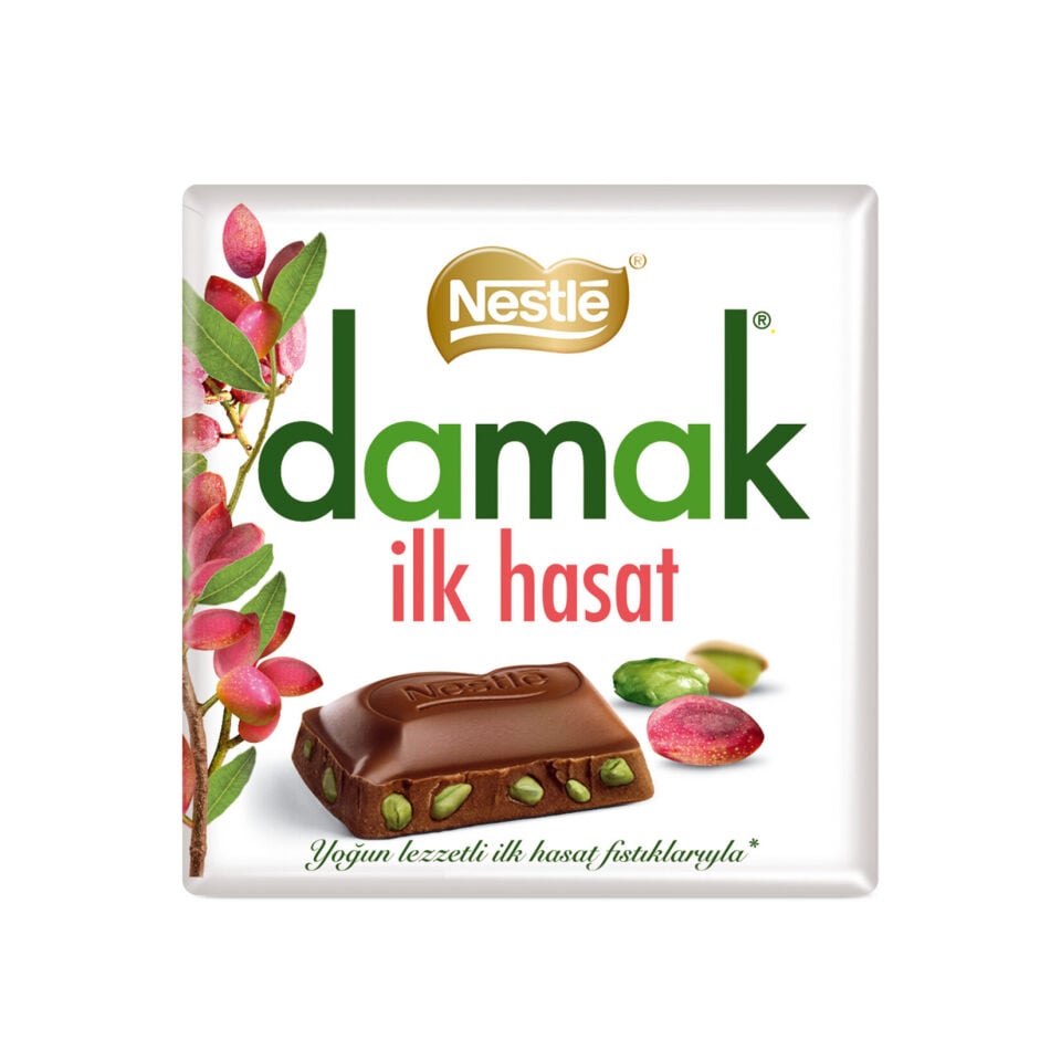 Damak İlk Hasat Antep Fıstıklı Kare Çikolata 60 gr