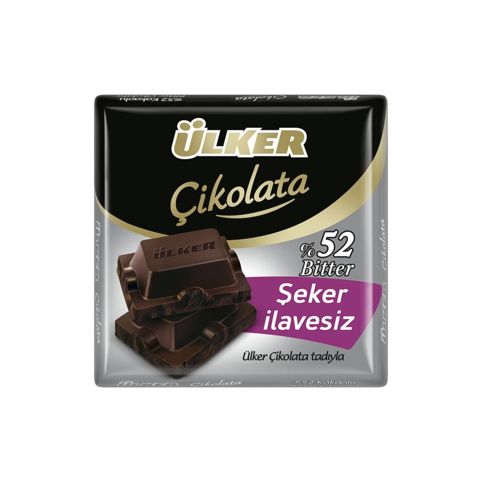 Ülker Şekersiz %52 Bitter Kare Çikolata 60 gr
