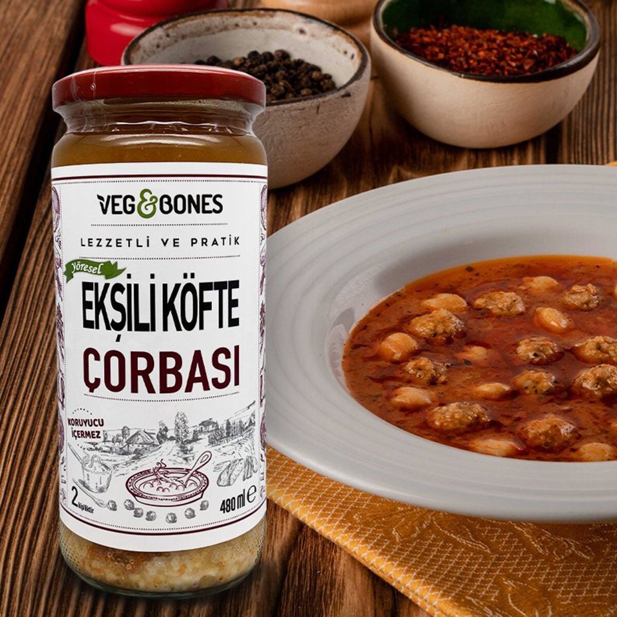Veg&Bones Ekşili Köfte Çorbası 480 ml